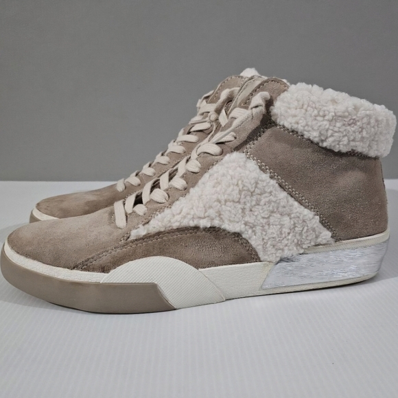 Dolce Vita Shoes - NEW Dolce Vita Zilvia Sneaker Sz 9.5 Taupe Suede Faux Fur Plush Fleece High Top